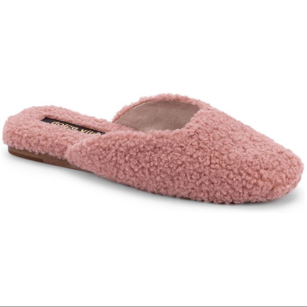 Dolce Vita Saydee Square Almond Toe Plush Faux Shearling Plush Slippers